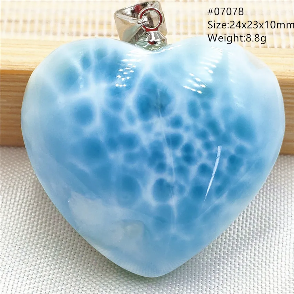 Oval Blue Larimar Teardrop Pendant Necklace, AAAAAA - Image 3