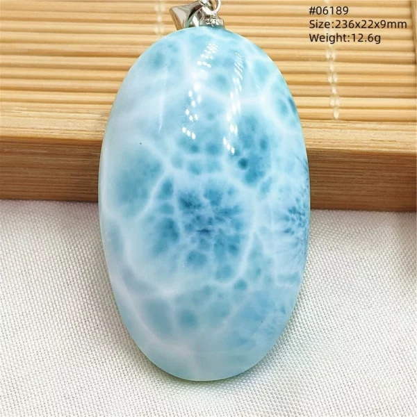 Oval Blue Larimar Teardrop Pendant Necklace, AAAAAA