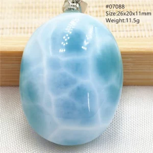 Oval Blue Larimar Teardrop Pendant Necklace, AAAAAA - Image 58