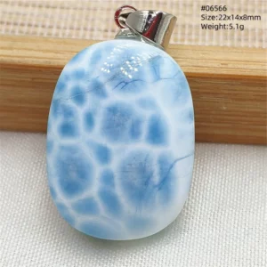 Oval Blue Larimar Teardrop Pendant Necklace, AAAAAA - Image 65