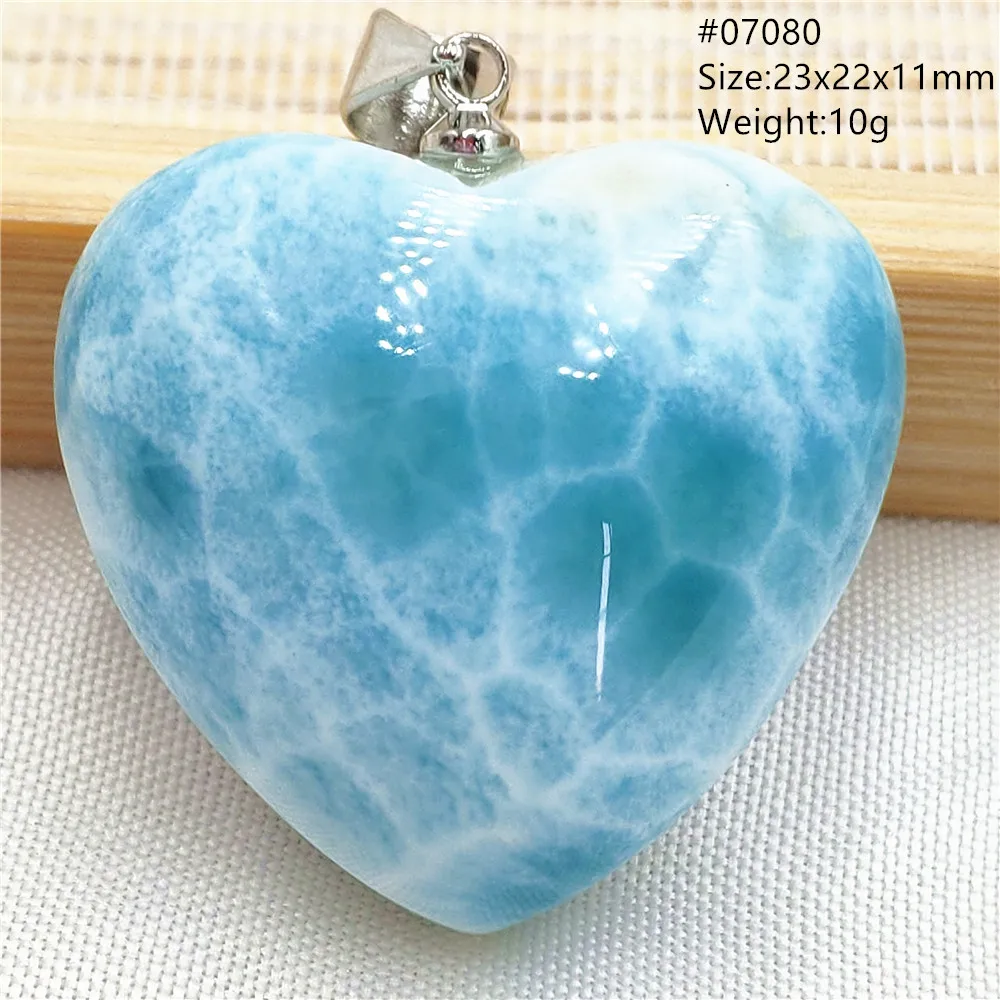 Oval Blue Larimar Teardrop Pendant Necklace, AAAAAA - Image 4