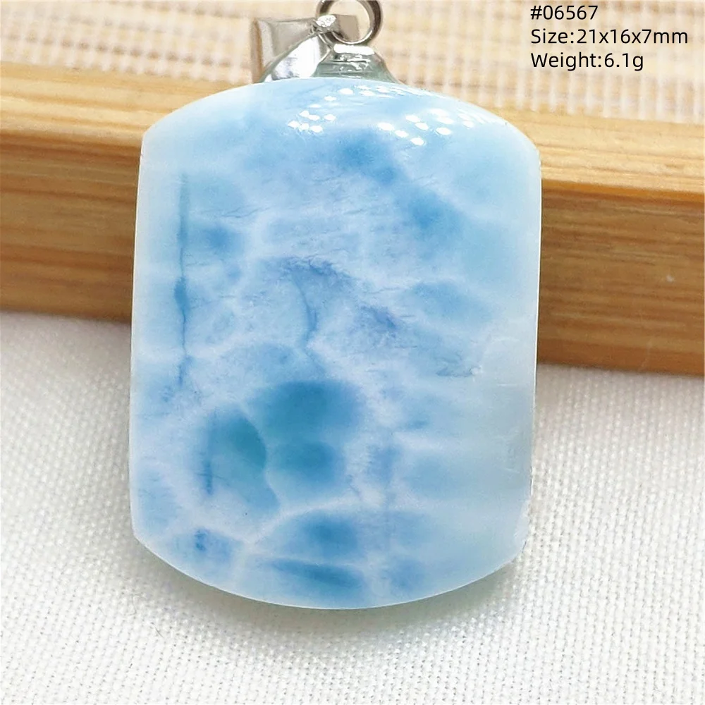 Oval Blue Larimar Teardrop Pendant Necklace, AAAAAA - Image 64