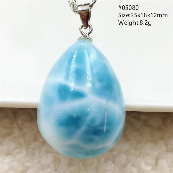 Oval Blue Larimar Teardrop Pendant Necklace, AAAAAA