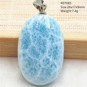 Oval Blue Larimar Teardrop Pendant Necklace, AAAAAA - Image 5