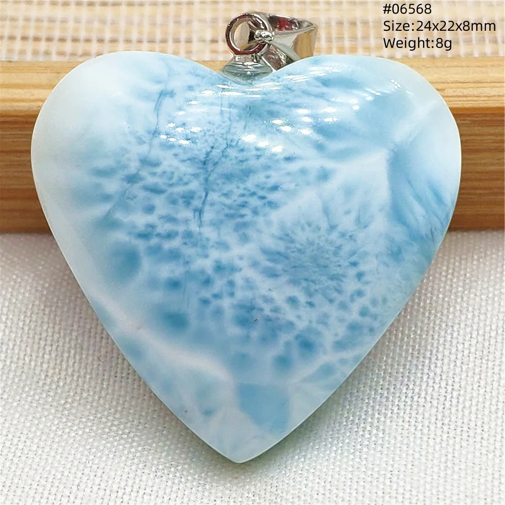 Oval Blue Larimar Teardrop Pendant Necklace, AAAAAA - Image 25