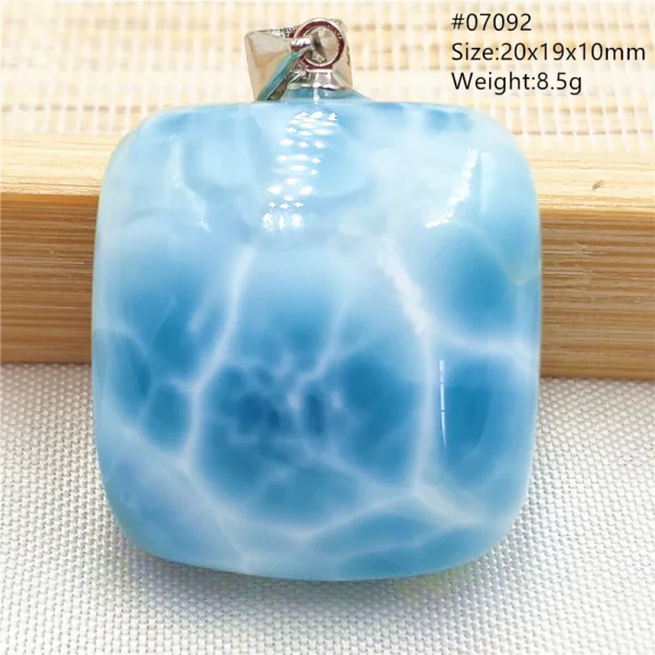 Oval Blue Larimar Teardrop Pendant Necklace, AAAAAA