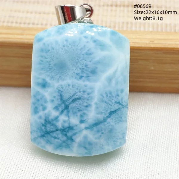 Oval Blue Larimar Teardrop Pendant Necklace, AAAAAA