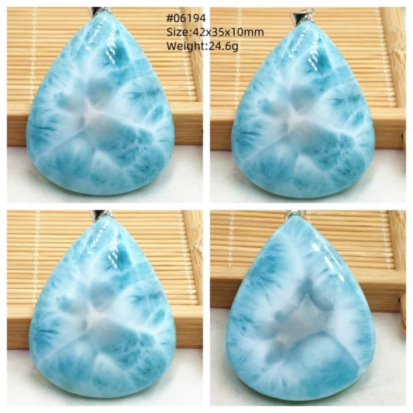 Oval Blue Larimar Teardrop Pendant Necklace, AAAAAA