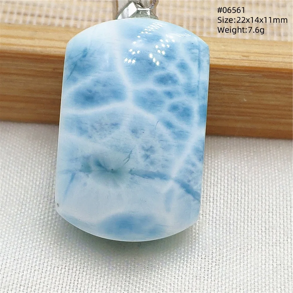 Oval Blue Larimar Teardrop Pendant Necklace, AAAAAA - Image 71