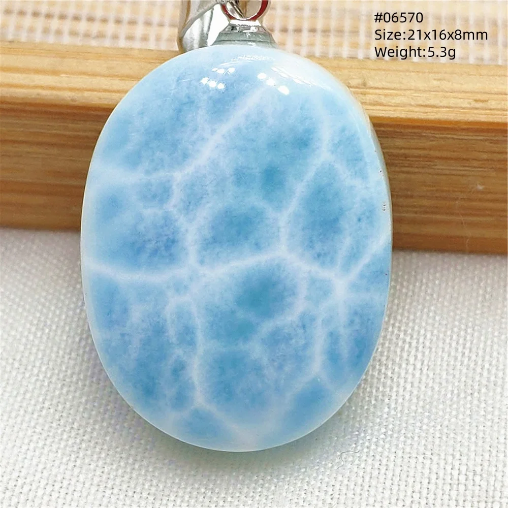 Oval Blue Larimar Teardrop Pendant Necklace, AAAAAA - Image 23