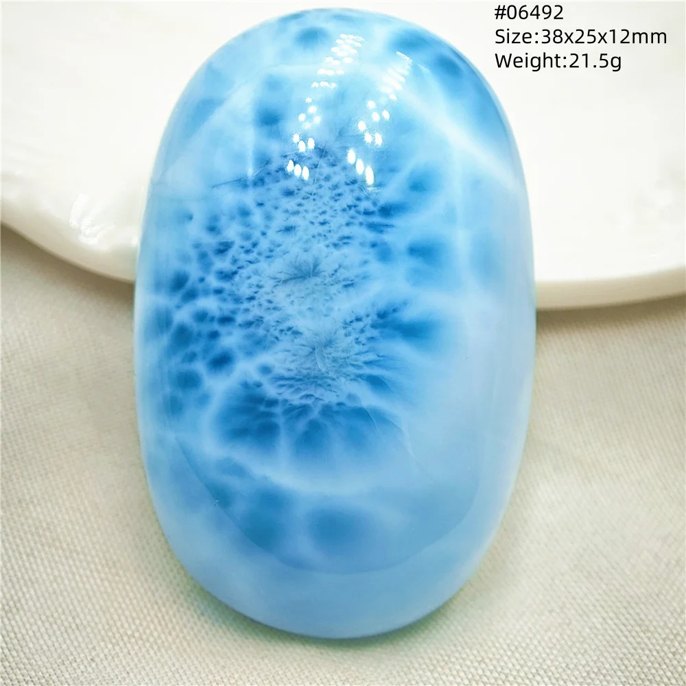 Oval Blue Larimar Teardrop Pendant Necklace, AAAAAA - Image 48