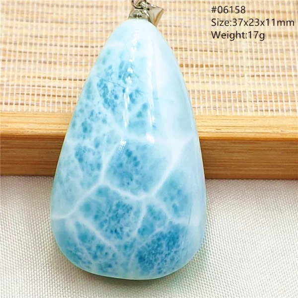 Oval Blue Larimar Teardrop Pendant Necklace, AAAAAA