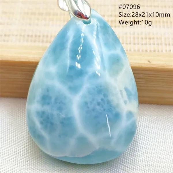 Oval Blue Larimar Teardrop Pendant Necklace, AAAAAA