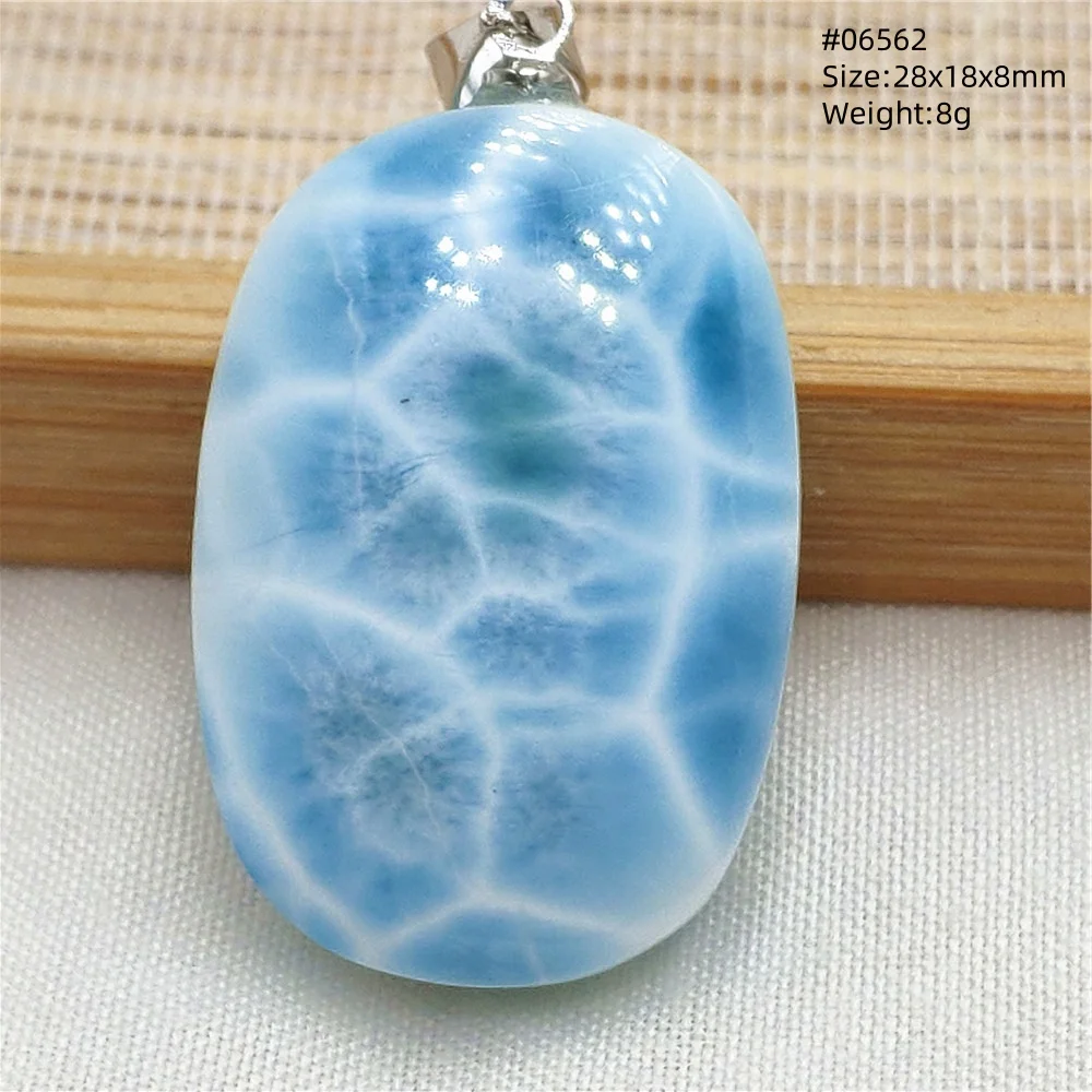 Oval Blue Larimar Teardrop Pendant Necklace, AAAAAA - Image 70