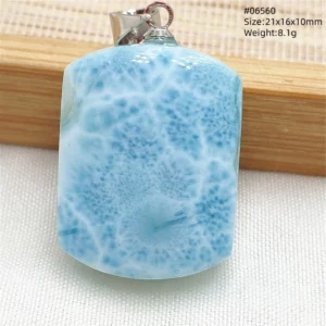 Oval Blue Larimar Teardrop Pendant Necklace, AAAAAA - Image 72