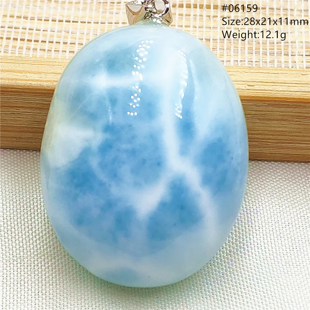 Oval Blue Larimar Teardrop Pendant Necklace, AAAAAA - Image 9
