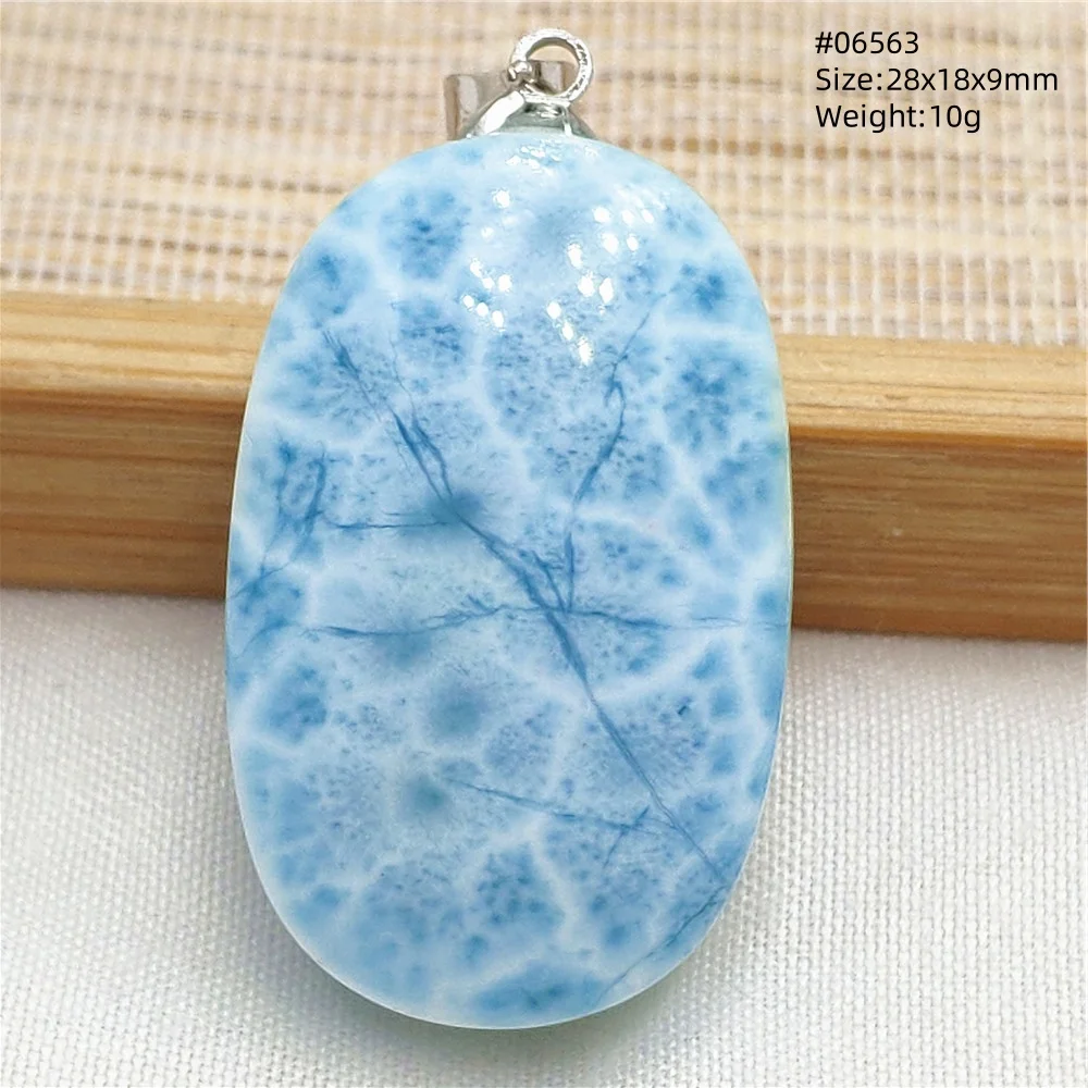 Oval Blue Larimar Teardrop Pendant Necklace, AAAAAA - Image 69