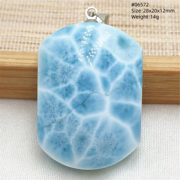 Oval Blue Larimar Teardrop Pendant Necklace, AAAAAA
