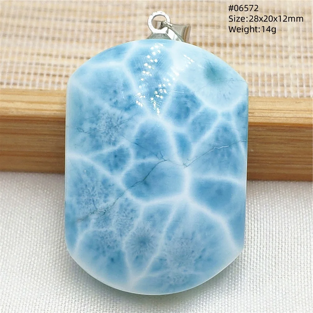 Oval Blue Larimar Teardrop Pendant Necklace, AAAAAA - Image 21