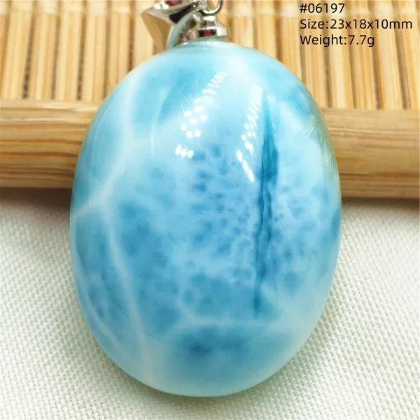Oval Blue Larimar Teardrop Pendant Necklace, AAAAAA
