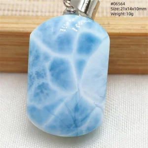Oval Blue Larimar Teardrop Pendant Necklace, AAAAAA - Image 67