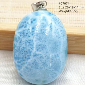 Oval Blue Larimar Teardrop Pendant Necklace, AAAAAA - Image 57