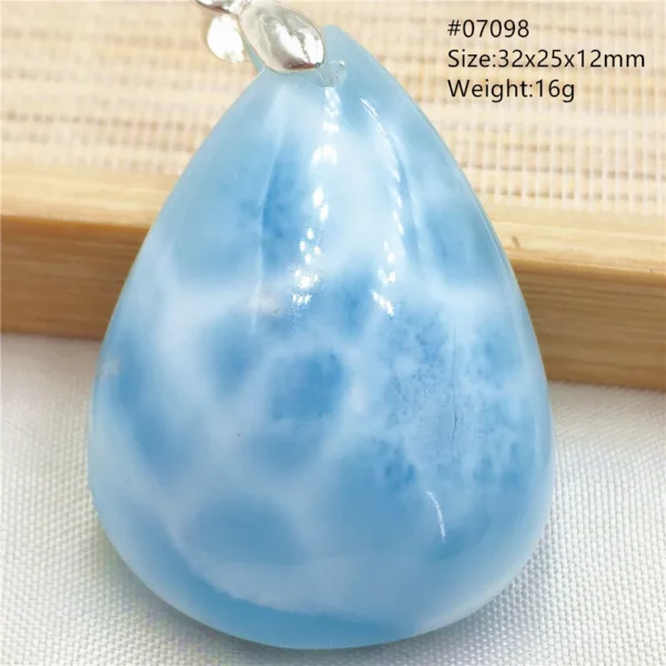 Oval Blue Larimar Teardrop Pendant Necklace, AAAAAA