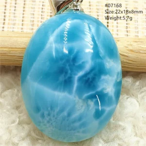 Natural Blue Larimar Pendant Necklace Water Pattern From Dominica Larimar Fashion Jewelry Women Men Rare Stone AAAAAA - Image 2