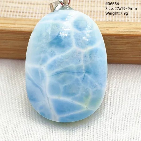Natural Blue Larimar Pendant Necklace Water Pattern From Dominica Larimar Fashion Jewelry Women Men Rare Stone AAAAAA