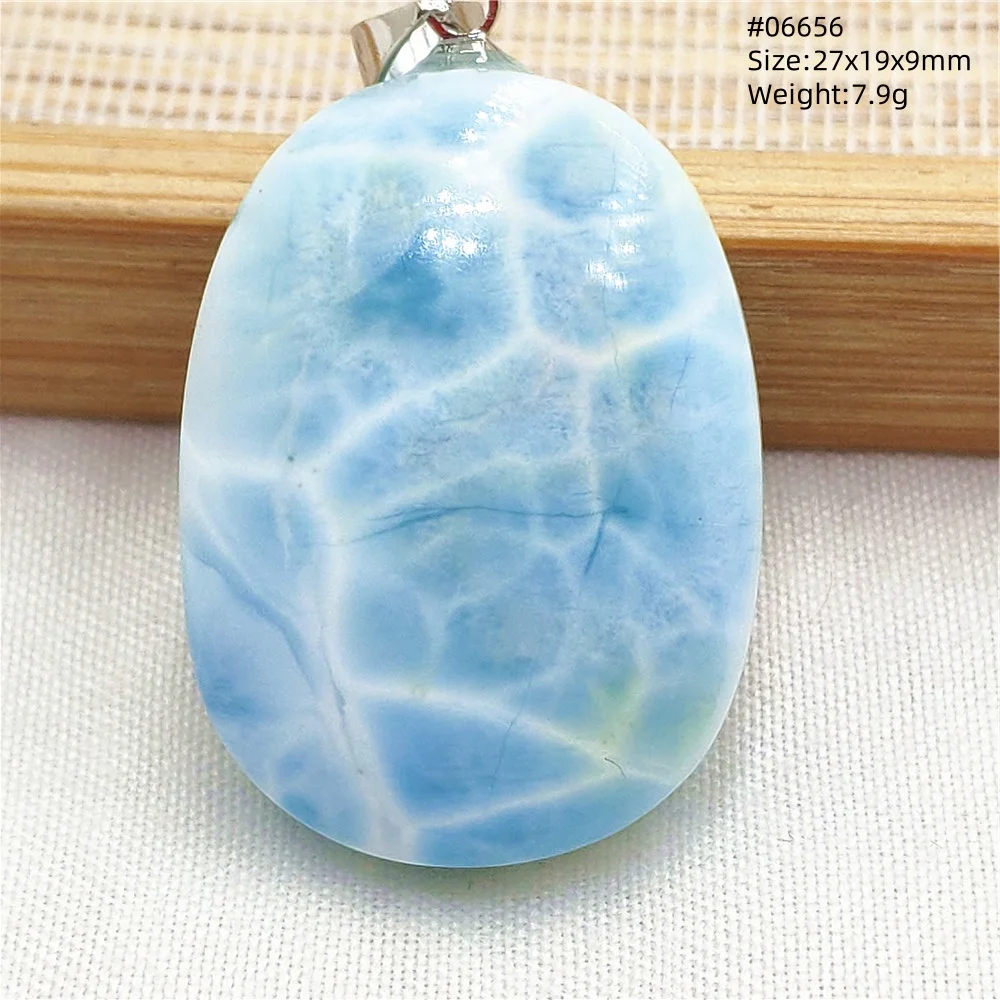 Natural Blue Larimar Pendant Necklace Water Pattern From Dominica Larimar Fashion Jewelry Women Men Rare Stone AAAAAA - Image 16