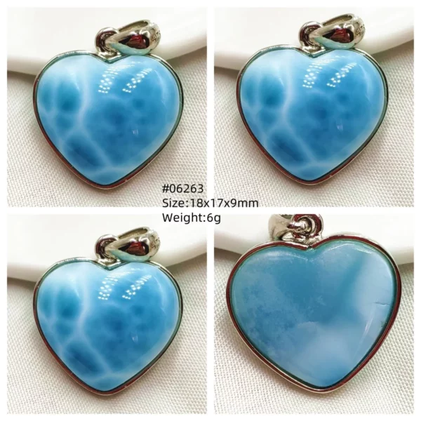 Natural Blue Larimar Pendant Necklace Water Pattern From Dominica Larimar Fashion Jewelry Women Men Rare Stone AAAAAA