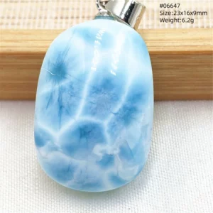 Natural Blue Larimar Pendant Necklace Water Pattern From Dominica Larimar Fashion Jewelry Women Men Rare Stone AAAAAA - Image 14