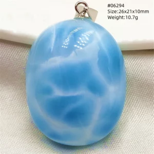 Natural Blue Larimar Pendant Necklace Water Pattern From Dominica Larimar Fashion Jewelry Women Men Rare Stone AAAAAA - Image 61