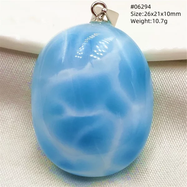 Natural Blue Larimar Pendant Necklace Water Pattern From Dominica Larimar Fashion Jewelry Women Men Rare Stone AAAAAA
