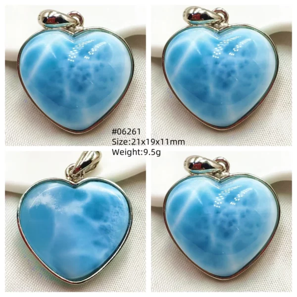 Oval Blue Larimar Teardrop Pendant Necklace, AAAAAA