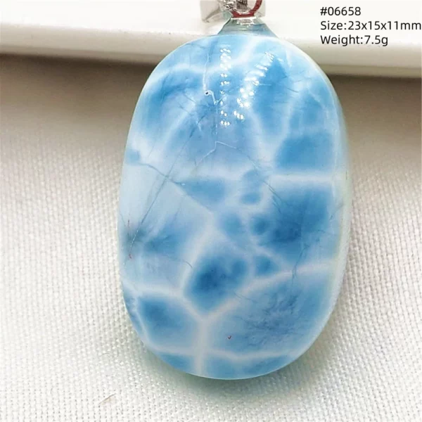 Natural Blue Larimar Pendant Necklace Water Pattern From Dominica Larimar Fashion Jewelry Women Men Rare Stone AAAAAA