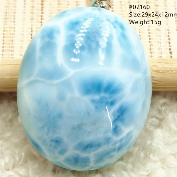 Natural Blue Larimar Pendant Necklace Water Pattern From Dominica Larimar Fashion Jewelry Women Men Rare Stone AAAAAA