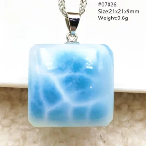 Natural Blue Larimar Pendant Necklace Water Pattern From Dominica Larimar Fashion Jewelry Women Men Rare Stone AAAAAA - Image 48