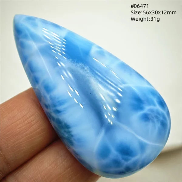 Natural Blue Larimar Pendant Necklace Water Pattern From Dominica Larimar Fashion Jewelry Women Men Rare Stone AAAAAA