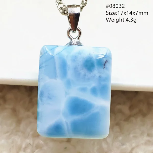 Natural Blue Larimar Pendant Necklace Water Pattern From Dominica Larimar Fashion Jewelry Women Men Rare Stone AAAAAA