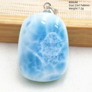 Natural Blue Larimar Pendant Necklace Water Pattern From Dominica Larimar Fashion Jewelry Women Men Rare Stone AAAAAA - Image 7