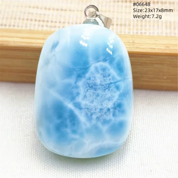Natural Blue Larimar Pendant Necklace Water Pattern From Dominica Larimar Fashion Jewelry Women Men Rare Stone AAAAAA