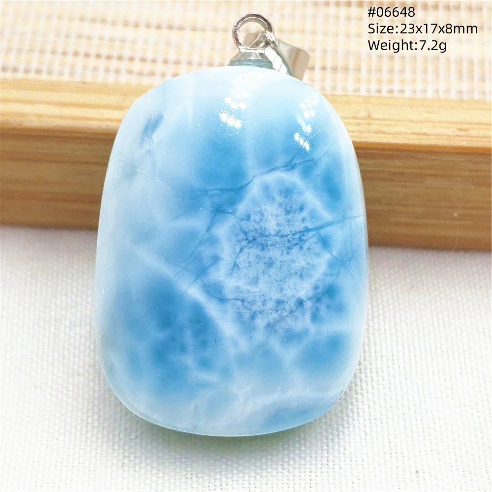 Natural Blue Larimar Pendant Necklace Water Pattern From Dominica Larimar Fashion Jewelry Women Men Rare Stone AAAAAA - Image 7