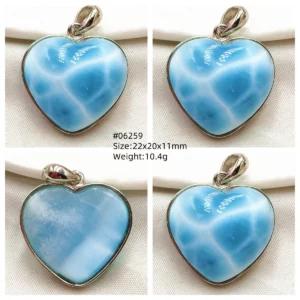 Oval Blue Larimar Teardrop Pendant Necklace, AAAAAA - Image 51