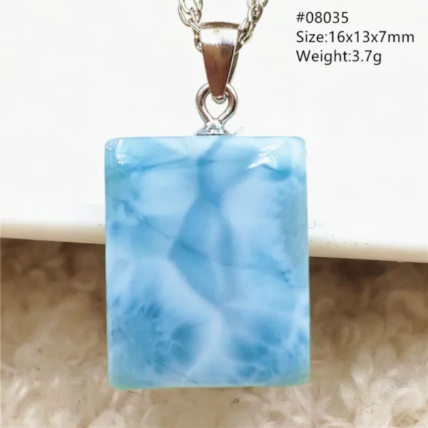 Natural Blue Larimar Pendant Necklace Water Pattern From Dominica Larimar Fashion Jewelry Women Men Rare Stone AAAAAA