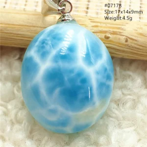 Natural Blue Larimar Pendant Necklace Water Pattern From Dominica Larimar Fashion Jewelry Women Men Rare Stone AAAAAA - Image 3