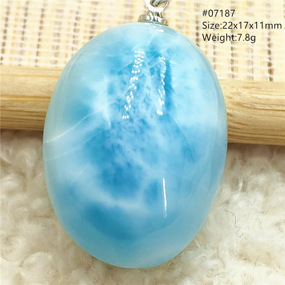 Natural Blue Larimar Pendant Necklace Water Pattern From Dominica Larimar Fashion Jewelry Women Men Rare Stone AAAAAA - Image 68