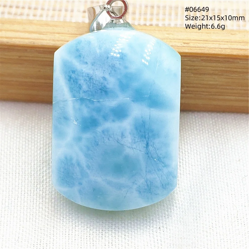 Natural Blue Larimar Pendant Necklace Water Pattern From Dominica Larimar Fashion Jewelry Women Men Rare Stone AAAAAA - Image 8