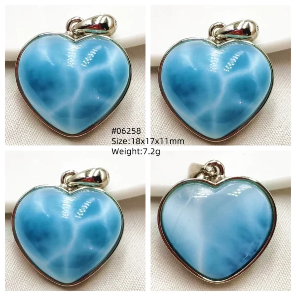 Oval Blue Larimar Teardrop Pendant Necklace, AAAAAA