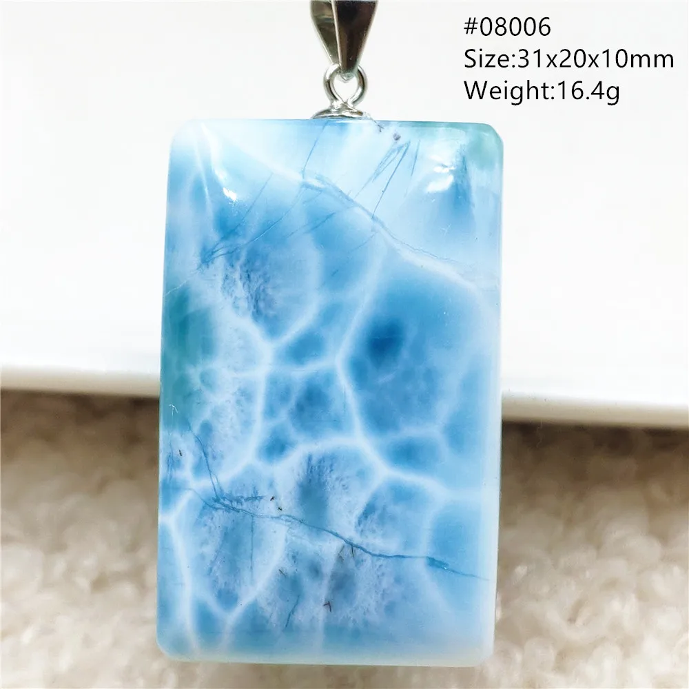 Natural Blue Larimar Pendant Necklace Water Pattern From Dominica Larimar Fashion Jewelry Women Men Rare Stone AAAAAA - Image 4